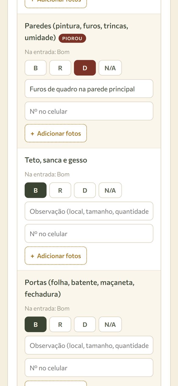Entrada e saída comparadas
