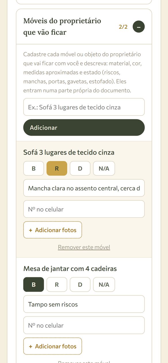 Móveis do proprietário